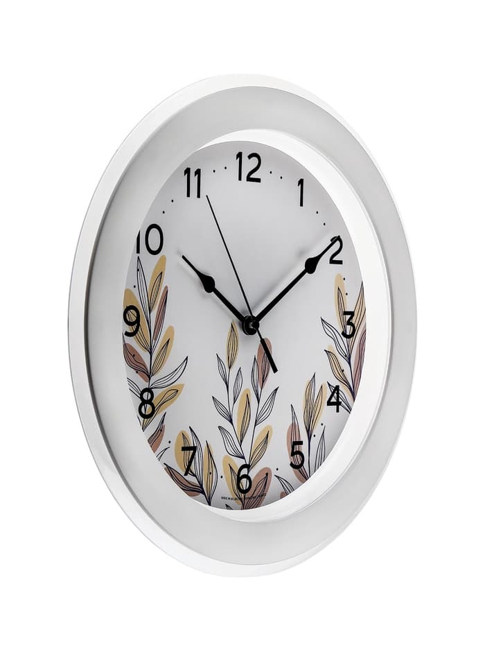 Часы настенные интерьерные «Листья», d=30 см, белые