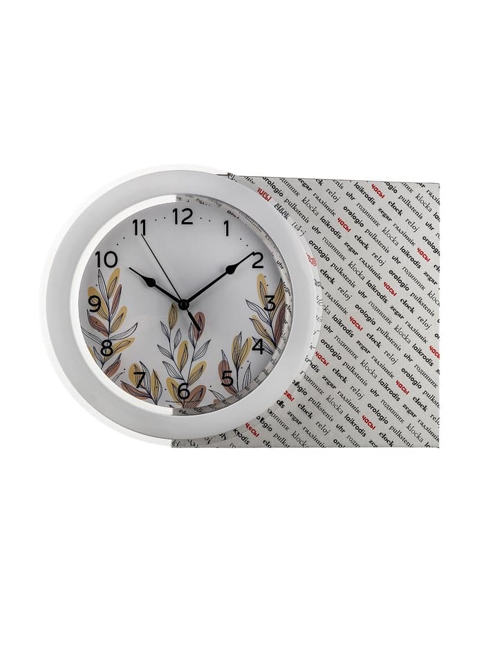 Часы настенные интерьерные «Листья», d=30 см, белые
