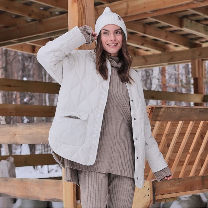 Куртка стёганая женская демисезонная MIST Oversize, размер 42, молочная