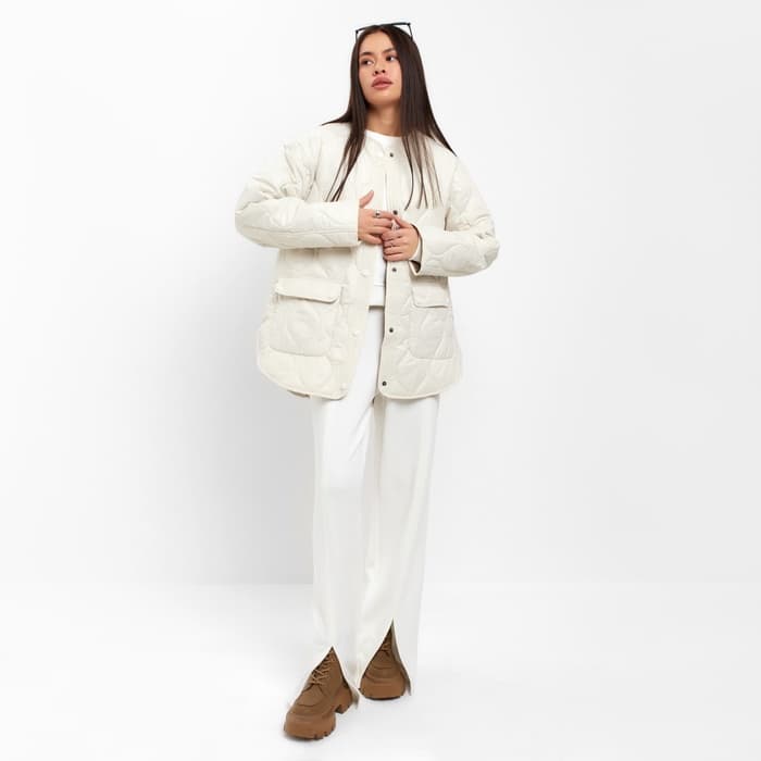 Куртка стёганая женская демисезонная MIST Oversize, размер 46, молочная