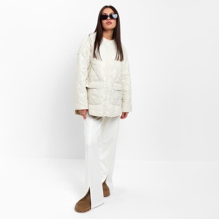 Куртка стёганая женская демисезонная MIST Oversize, размер 50, молочная