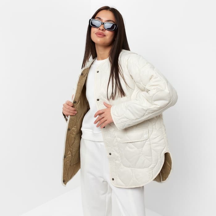 Куртка стёганая женская демисезонная MIST Oversize, размер 50, молочная
