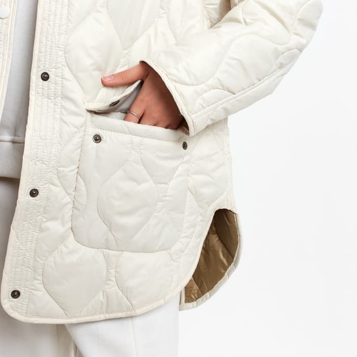 Куртка стёганая женская демисезонная MIST Oversize, размер 50, молочная