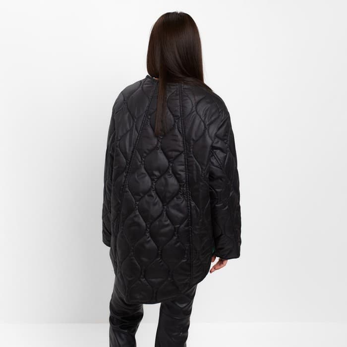 Куртка стёганая женская демисезонная MIST Oversize, размер 46, чёрная