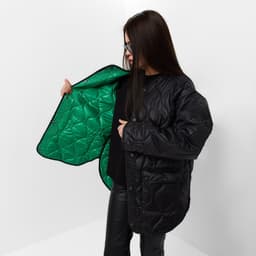 Куртка стёганая женская демисезонная MIST Oversize, размер 46, чёрная
