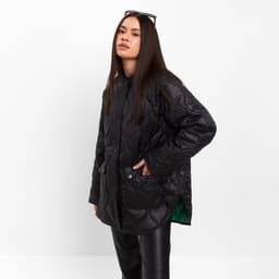 Куртка стёганая женская демисезонная MIST Oversize, размер 46, чёрная