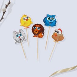 Пасхальный декор для кулича «Зверята» на пасху, 18.5×16×1 см