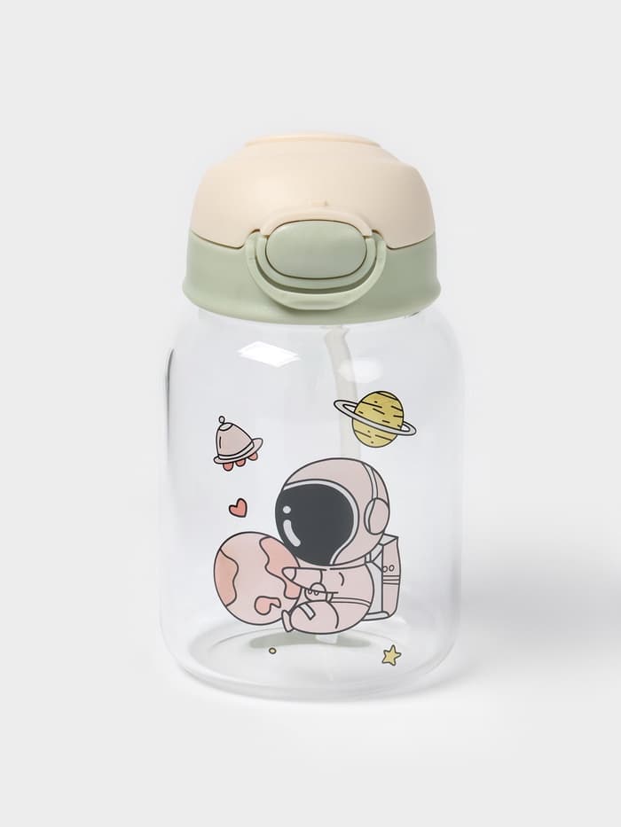 Бутылка для воды «Космонавты», 450 мл, 8.2×15 см, стекло, рисунок и МИКС