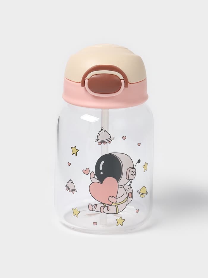 Бутылка для воды «Космонавты», 450 мл, 8.2×15 см, стекло, рисунок и МИКС