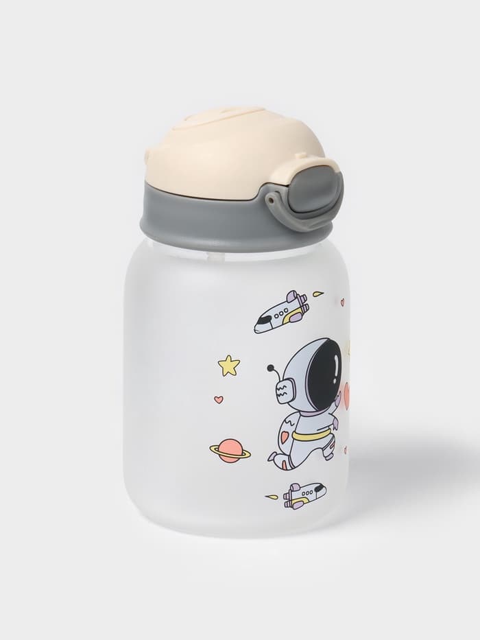 Бутылка для воды «Космонавты», 450 мл, 8.2×15 см, МИКС, матовое стекло