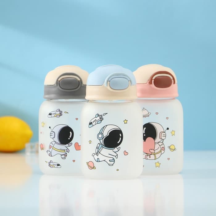 Бутылка для воды «Космонавты», 450 мл, 8.2×15 см, МИКС, матовое стекло