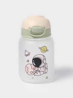 Бутылка для воды «Космонавты», 450 мл, 8.2×15 см, МИКС, матовое стекло