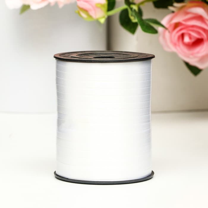 Лента для декора, подарков и шаров, жемчужная, белая, 0.5 см × 500 ярдов