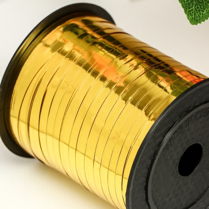 Лента для декора, подарков и шаров, золото, металлизированная, 0.5 см × 225 м ±5%