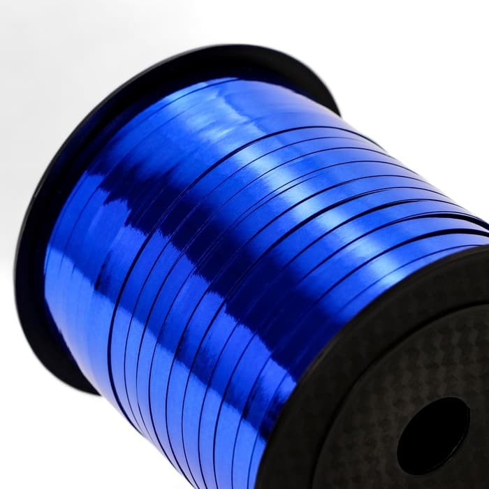 Лента для декора и подарков, синий, металлизированная, 0.5 см × 250 м