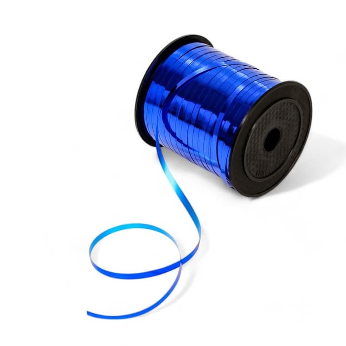 Лента для декора и подарков, синий, металлизированная, 0.5 см × 250 м