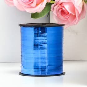 Лента для декора и подарков, синий, металлизированная, 0.5 см × 250 м