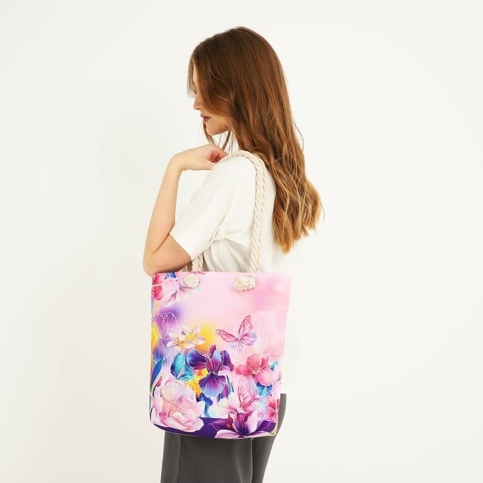 Сумка женская пляжная «Цветы», 35×40 см