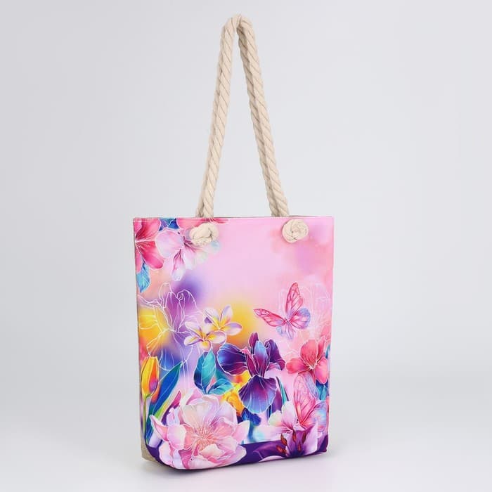 Сумка женская пляжная «Цветы», 35×40 см