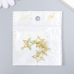 Металлический элемент, декоративная подвеска «Арт Узор. Звезда с радугой», золото, 2×2.4 см, МИКС