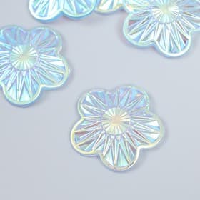 Декор для творчества пластик «Цветок», голография перламутр, набор 6 шт., 3.5×3.5 см