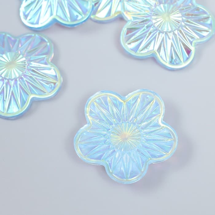 Декор для творчества пластик «Цветок», голография перламутр, набор 6 шт., 3.5×3.5 см
