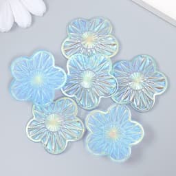 Декор для творчества пластик «Цветок», голография перламутр, набор 6 шт., 3.5×3.5 см
