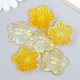 Декор для творчества пластик «Цветок», голография оранж, набор 6 шт., 3.5×3.5 см