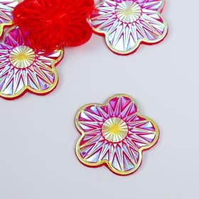 Декор для творчества пластик «Цветок», голография красный, набор 6 шт., 3.5×3.5 см