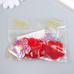 Декор для творчества пластик «Цветок», голография красный, набор 6 шт., 3.5×3.5 см