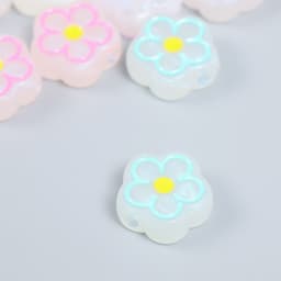 Бусина пластик «Цветочек с контуром», фосфорная, 1.9×1.9×0.8 см, МИКС