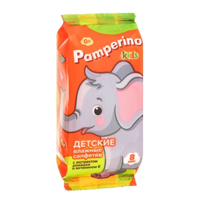 Влажные салфетки Pamperino Kids детские с ромашкой и витамином Е mix, 8 шт.