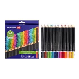 Карандаши художественные цветные BRAUBERG ART CLASSIC, 24 цвета, мягкий грифель 3.3 мм,
