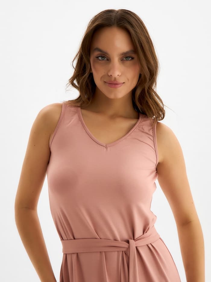 Сорочка миди ночная женская MINAKU: Home collection, тёмно-бежевая, размер 44