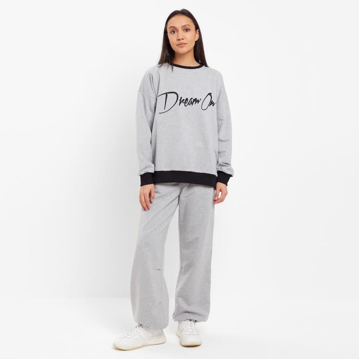 Костюм женский (свитшот, брюки) MINAKU: Casual Collection, размер 42, серый