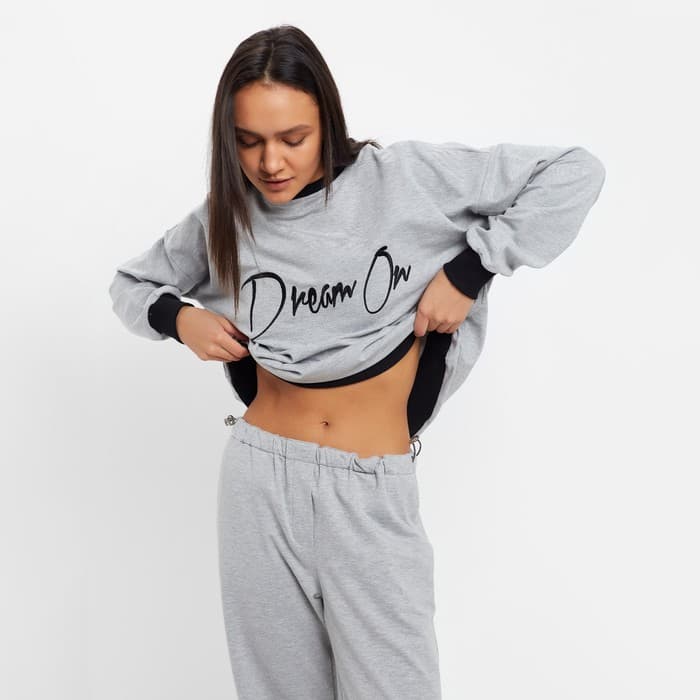 Костюм женский (свитшот, брюки) MINAKU: Casual Collection, размер 46, серый