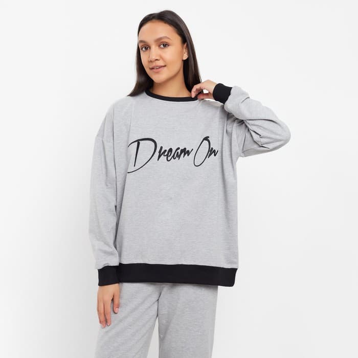 Костюм женский (свитшот, брюки) MINAKU: Casual Collection, размер 46, серый