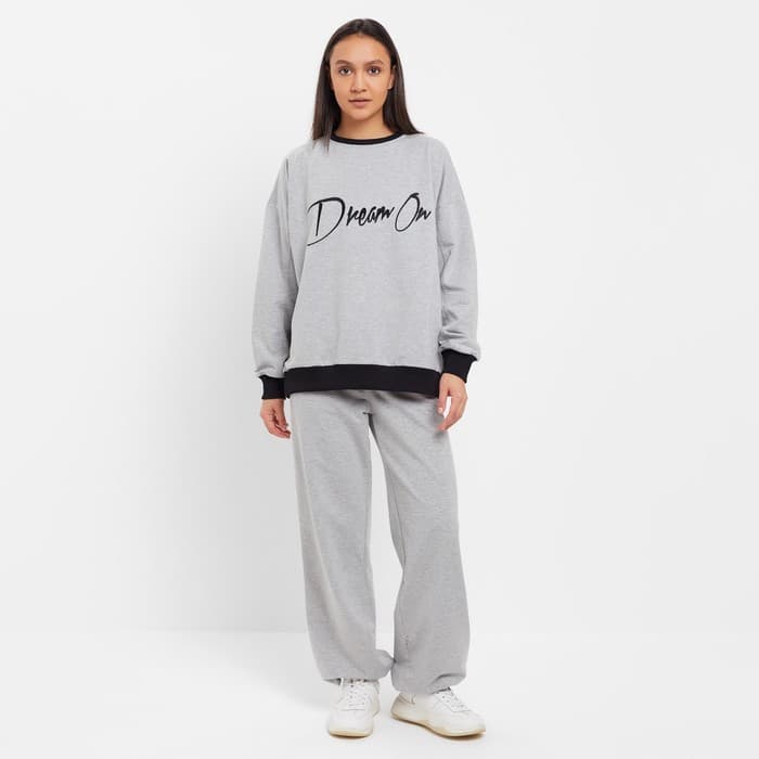 Костюм женский (свитшот, брюки) MINAKU: Casual Collection, размер 46, серый