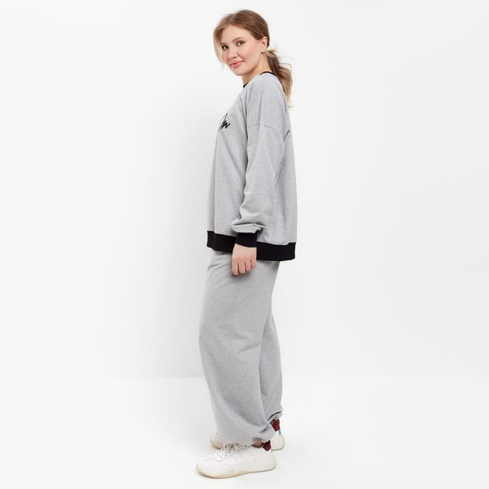 Костюм женский (свитшот, брюки) MINAKU: Casual Collection, размер 50, серый