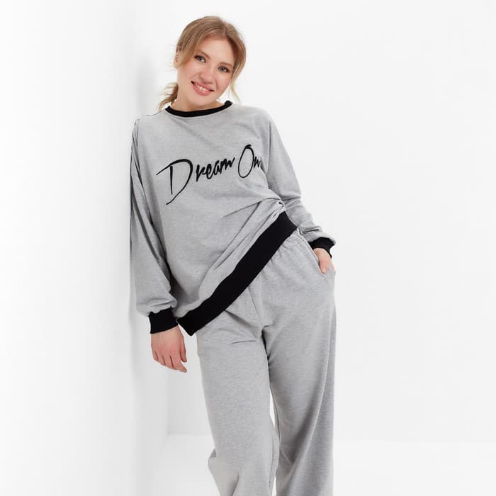 Костюм женский (свитшот, брюки) MINAKU: Casual Collection, размер 50, серый