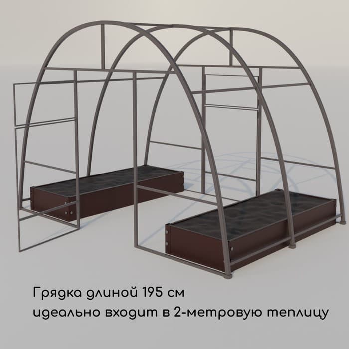 Грядка оцинкованная, 195×70×15 см, коричневая, Greengo