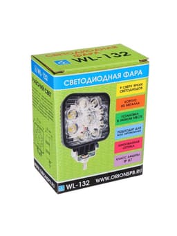 Светодиодная фара Вымпел WL-132S, дальний свет, корпус металл, 9 LED по кругу, 27 Вт