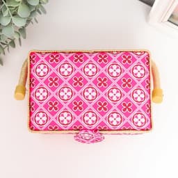 Шкатулка для рукоделия и шитья «Геометрия в цветах», хранение ниток, иголок, мелочи, розовая 9.5×19.5×13 см