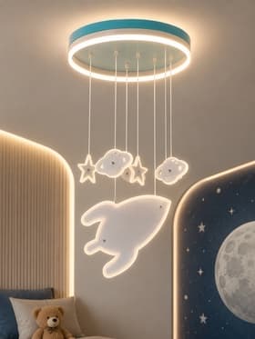 Люстра детская BayerLux «Космос», светодиодная, 58 Вт, бело-голубая, 50×50×60 см
