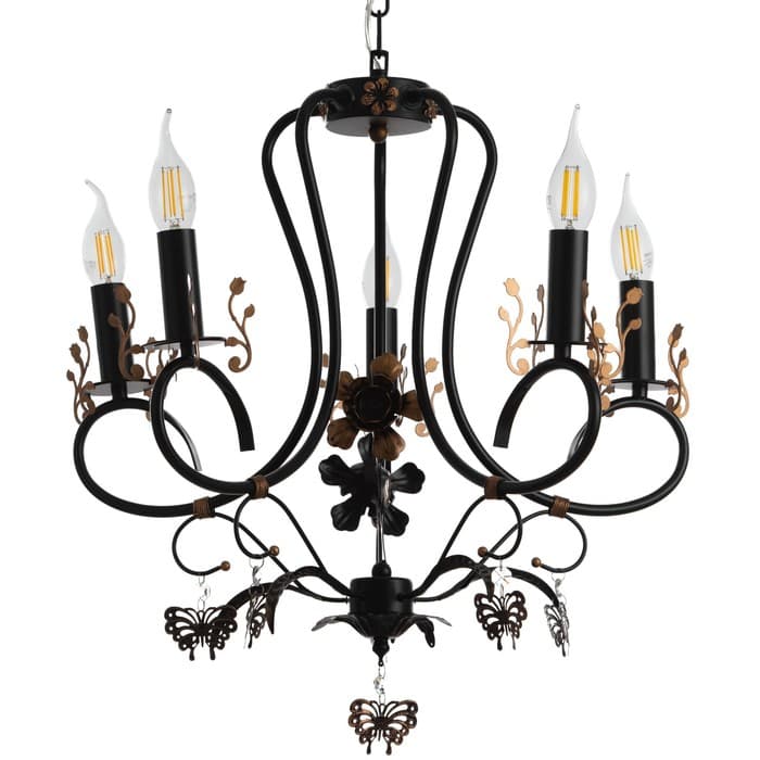 Люстра «Сандра» 5xE14 40 Вт черно-золотой 51×51×52-110 см BayerLux