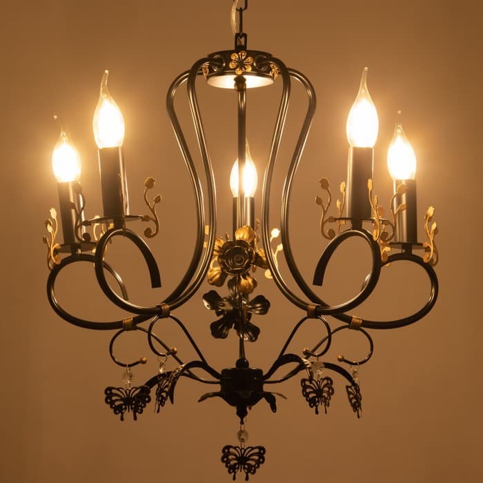 Люстра «Сандра» 5xE14 40 Вт черно-золотой 51×51×52-110 см BayerLux