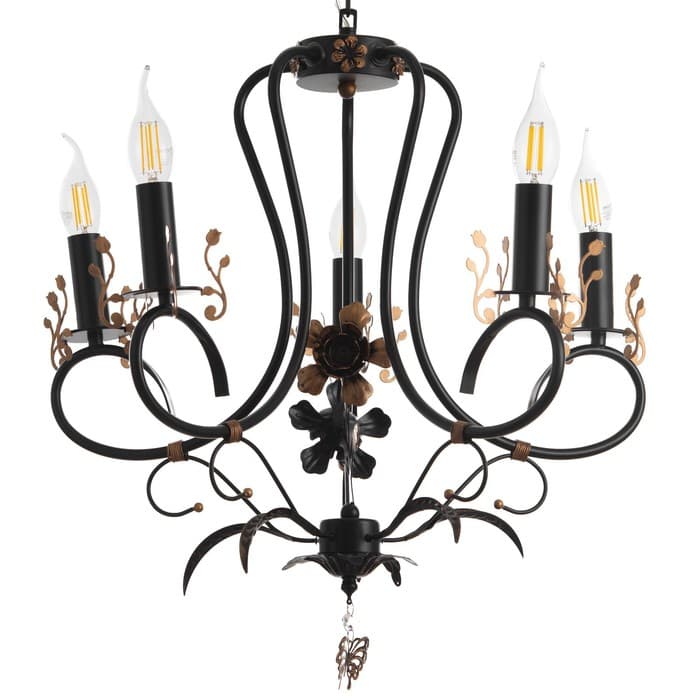 Люстра «Сандра» 5xE14 40 Вт черно-золотой 51×51×52-110 см BayerLux