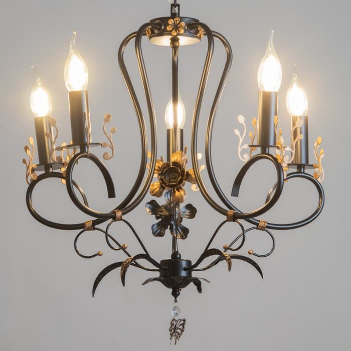 Люстра «Сандра» 5xE14 40 Вт черно-золотой 51×51×52-110 см BayerLux