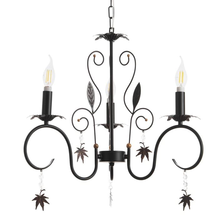 Люстра BayerLux «Беатрис», 3xE14, 40 Вт, черно-золотой, 56.5×56.5×48.5-105 см