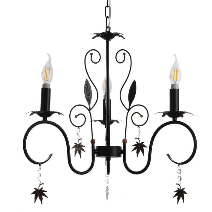 Люстра BayerLux «Беатрис», 3xE14, 40 Вт, черно-золотой, 56.5×56.5×48.5-105 см